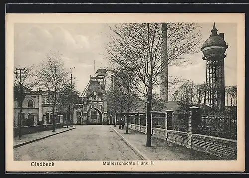 AK Gladbeck, Strassenpartie mit Möllerschächten I und II