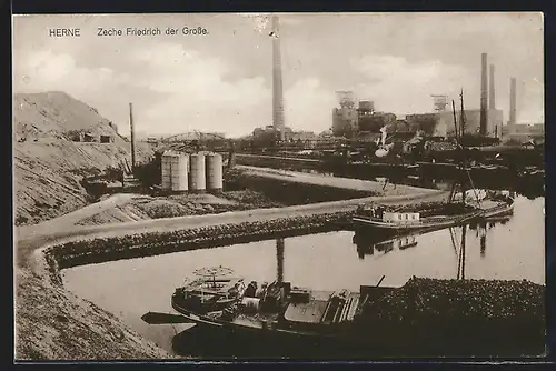 AK Herne, Zeche Friedrich der Grosse mit Hafen