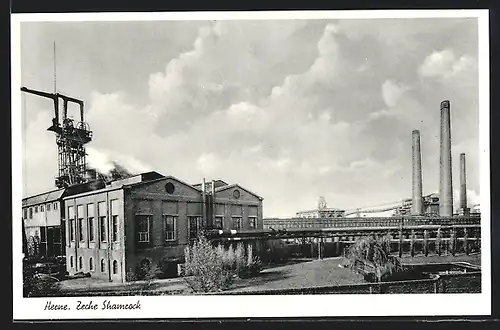 AK Herne, Zeche Shamrock mit Gebäude und Förderbrücke