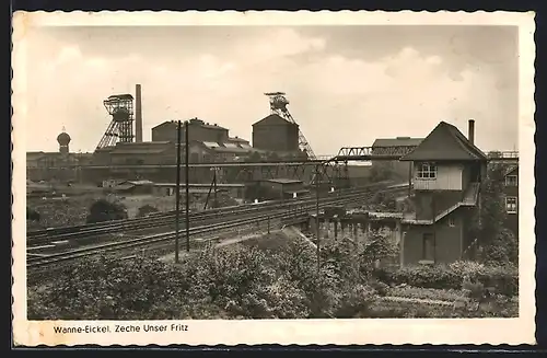 AK Wanne-Eickel, Blick zur Kohle-Zeche Unser Fritz