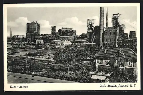 AK Essen-Karnap, Zeche Mathias Stinnes I, II und V aus der Vogelschau