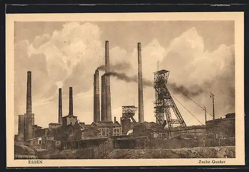 AK Essen, Zeche Gustav, Panoramaansicht