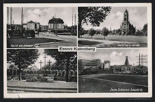 AK Essen-Katernberg, Partie am Bahnhof Süd, Zeche Zollverein Schacht 12