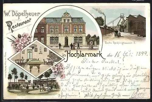 Lithographie Hochlarmark, Zeche Recklinghausen II, Restaurant W. Döpelheuer