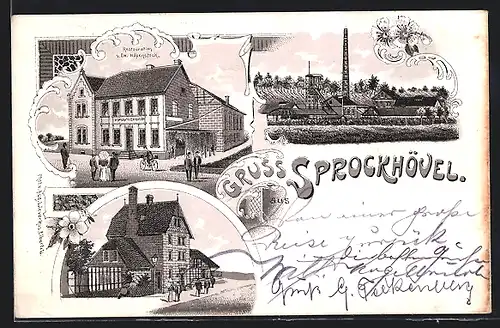 Lithographie Sprockhövel, An der Zeche, Restaurant v. Ew. Hilfgenstock