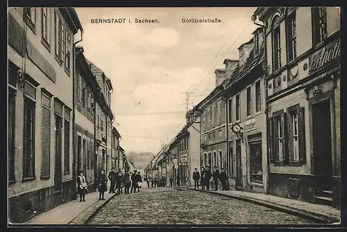 AK Bernstadt i. Sachsen, Geschäfte in der Görlitzerstrasse