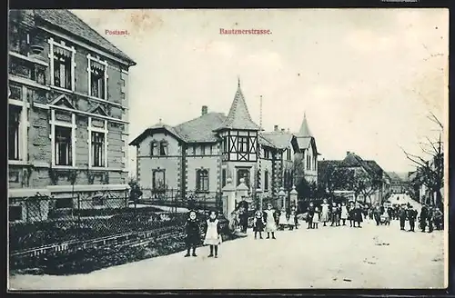 AK Bernstadt /Sachsen, Bautznerstrasse mit Postamt