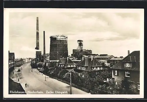 AK Rheinhausen /Niederrhein, Zeche Diergardt mit Strassenpartie