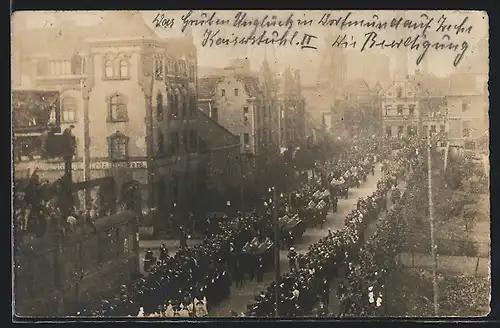 AK Dortmund, Unglück Grube Kaiserstuhl II, Beerdigung der Opfer, Trauerzug