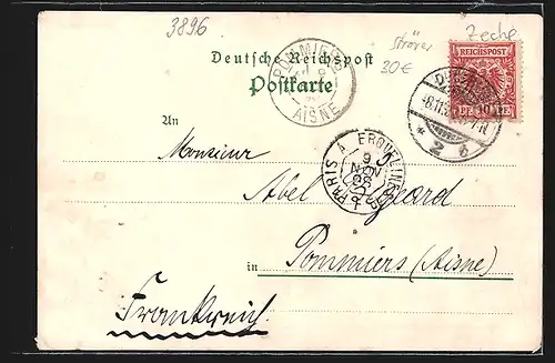 Lithographie Homberg a. Rhn., Restaurant zur Krone, Zeche Rheinpreussen