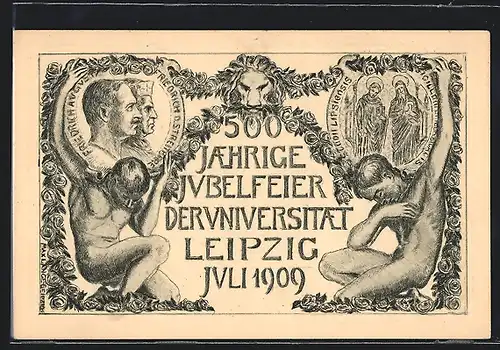Künstler-AK Leipzig, 500 Jahre Jubelfeier Universität 1909, Heilige, Friedrich der Streitbare