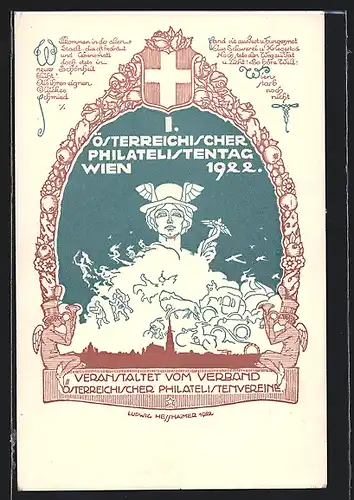 Künstler-AK sign. Ludwig Hesshaimer: Wien, Österreichischer Philatelistentag 1922