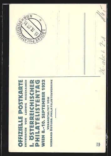 Künstler-AK sign. Ludwig Hesshaimer: Wien, Österreichischer Philatelistentag 1922