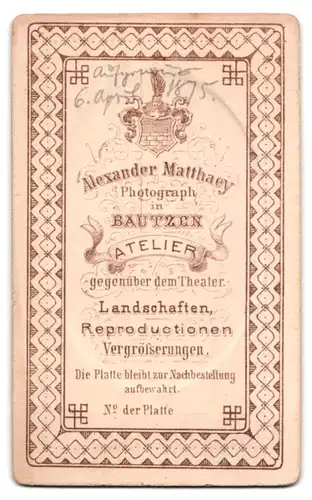 Fotografie A. Matthaey, Bautzen, Gutbürgerlicher Herr mit Nickelbrille und Backenbart