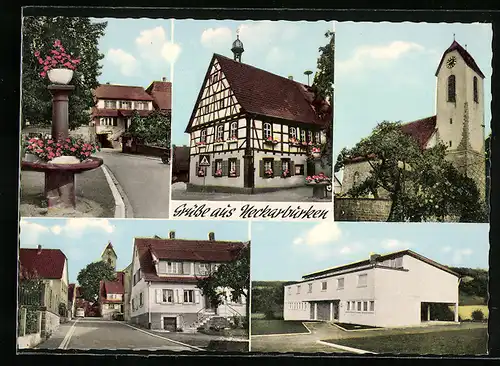 AK Neckarburken, Kirche, Fachwerkhaus, Strassenpartie