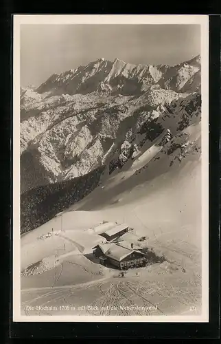 AK Garmisch, Berggasthaus, Blick auf die Wettersteinwand