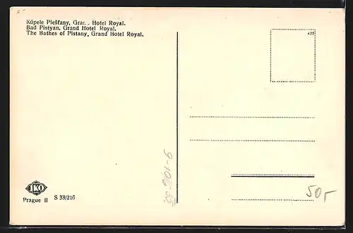 AK Piestany, Grand Hotel Royal mit Anlage