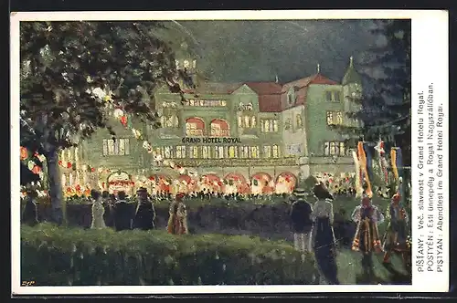 Künstler-AK Piestany, Abendfest im Grandhotel Royal