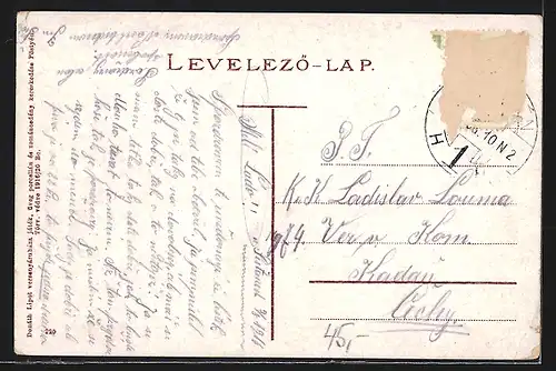 AK Pöstyén, Király sor, Strassenpartie im Ort