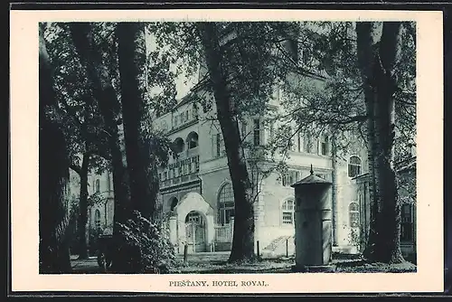 AK Piestany, Eingang zum Hotel Royal