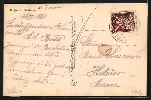 AK Kúpel`e Piestany, Strassenpartie mit Bürgerhäusern