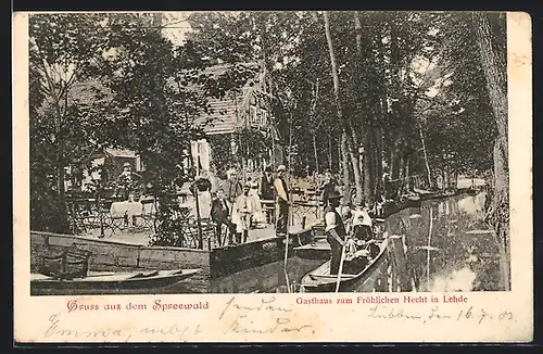 AK Lehde i. Spreewald, Gasthaus zum Fröhlichen Hecht