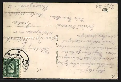 AK Piestany, Uferpromenade mit Paar auf einer Bank