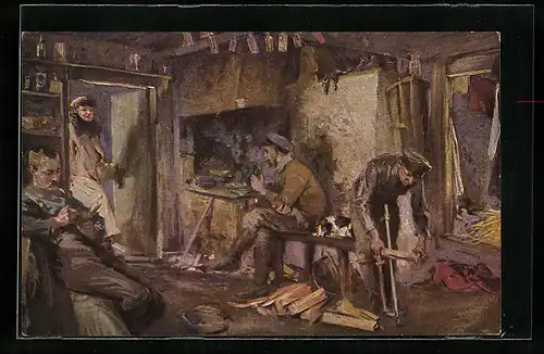 Künstler-AK Felix Schwormstädt: Am häuslichen Herd in Feindesland
