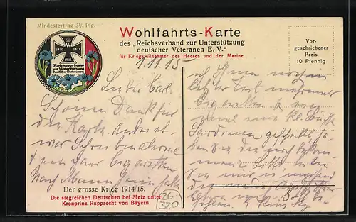 Künstler-AK Curt Schulz-Steglitz: Der grosse Krieg 1914 /15, Die siegreichen Deutschen bei Metz unter Kronprinz Ruprecht