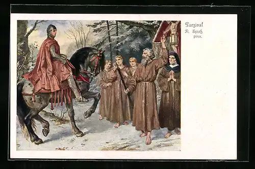 Künstler-AK Parsival begegnet am Karfreitag einer wallfahrenden Ritterfamilie