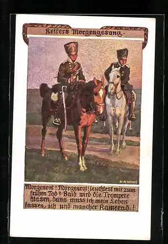 Künstler-AK Karl Alex Wilke: Reiters Morgengesang, Morgenrot