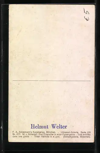 Künstler-AK Moritz von Schwind: Mönche beim Lesen der Bibel unter einer Madonna