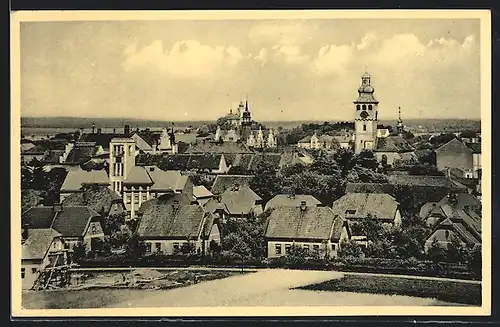 AK Neu-Bidschow / Novy Bydzov, Teilansicht mit Kirchturm