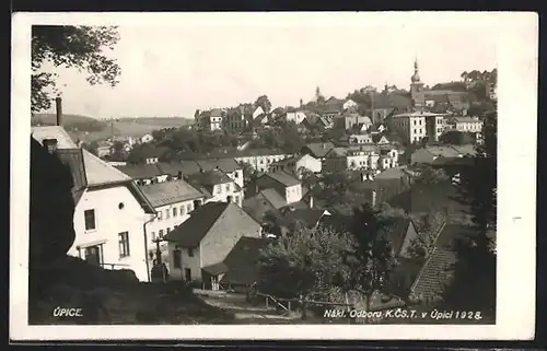 AK Úpice, Blick über die Häuser der Stadt