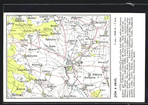 AK Jitschin / Gitschin / Jicin, Landkarte