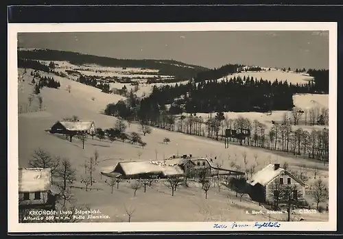 AK Lhota Stepanická, Teilansicht im Schnee