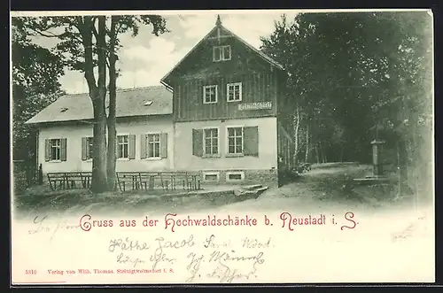 AK Neustadt i. Sa., Waldpartie am Gasthaus Hohwaldschänke