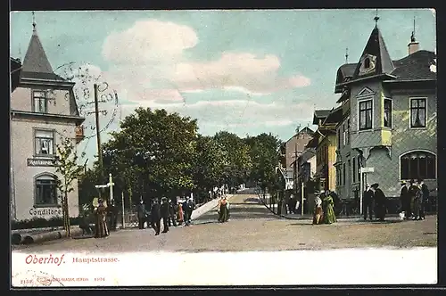 AK Oberhof, Passanten auf der Hauptstrasse