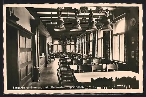AK Hartenstein, Bergarbeiter-Erholungsheim, Speisesaal, Innenansicht