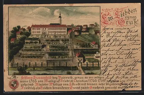 Lithographie Bayreuth, Schloss Drossenfeld