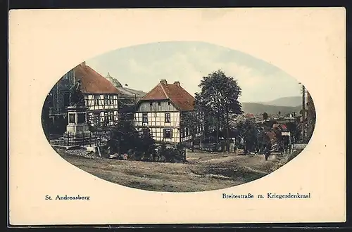 AK St. Andreasberg, Breitestrasse mit Kriegerdenkmal