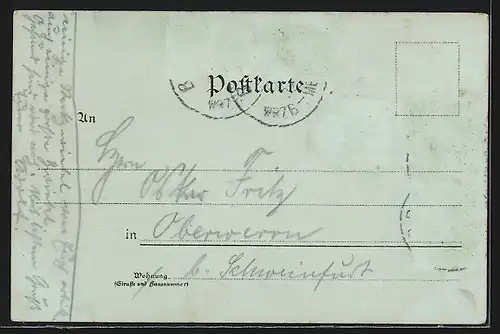 Mondschein-Lithographie Goslar, Ortsansicht mit Fachwerkshäusern