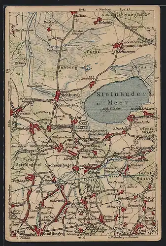 AK Rehburg, Landkarte mit Steinhuder Meer