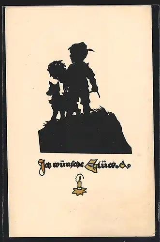 Künstler-AK Georg Plischke: Kleiner Jäger mit Hund und Hut