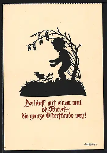 Künstler-AK Georg Plischke: Da läuft mit einem mal oh Schreck die ganze Osterfreude weg