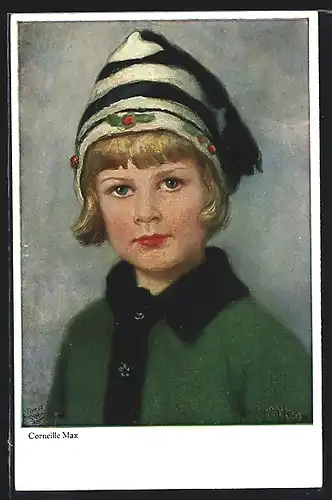 Künstler-AK Corneille Max: Studienkopf eines Kindes mit Zipfelmütze