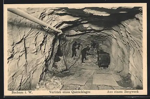 AK Bochum i.W., Bergbau, Vortrieb einen Querschlagers