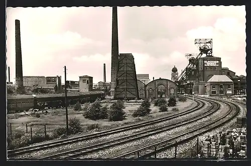 AK Castrop-Rauxel, Zeche Victoria I/II mit Bahnschienen aus der Vogelschau