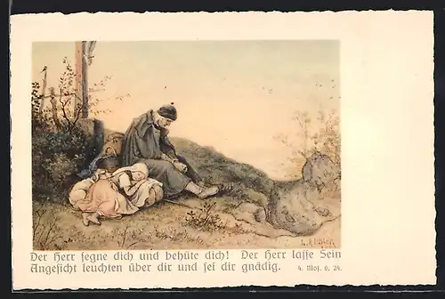 Künstler-AK Ludwig Richter: Gebet am Wegesrand