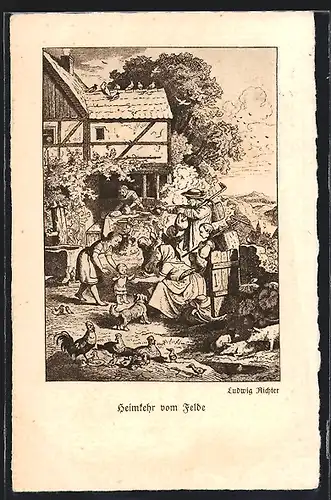 Künstler-AK Ludwig Richter: Heimkehr vom Felde